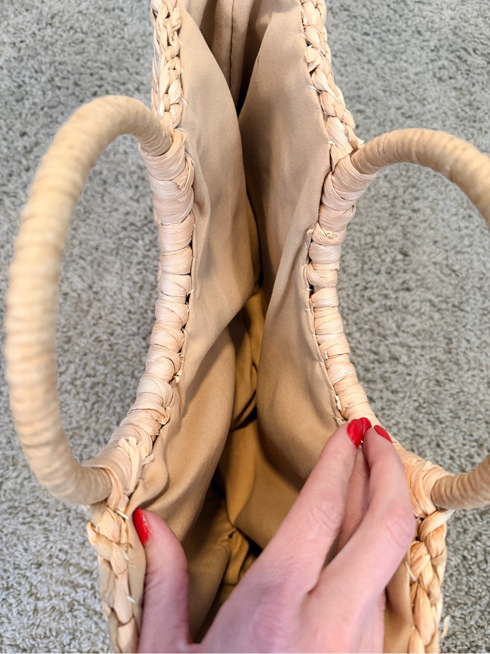 Woven Straw Tote Bag - Natural Tan - Picture 7 of 7
